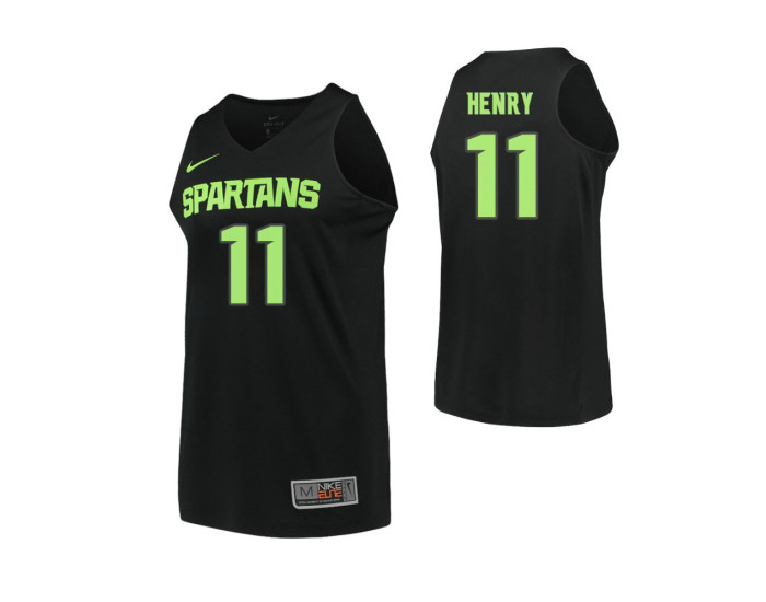 Youth Michigan State Spartans #11 Aaron Henry Replica College Basketball Jersey Black