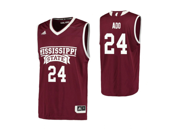 Mississippi State Bulldogs #24 Abdul Ado Authentic College Basketball Jersey Maroon