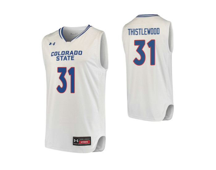Youth Colorado State Rams #31 Adam Thistlewood Authentic College Basketball Jersey White