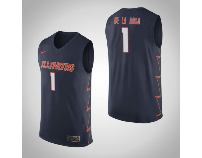 Illinois Fighting Illini #1 Adonis De La Rosa Authentic College Basketball Jersey Navy