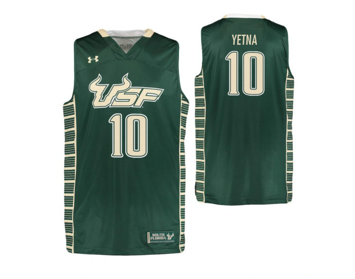 South Florida Bulls #10 Alexis Yetna Authentic College Basketball Jersey Green