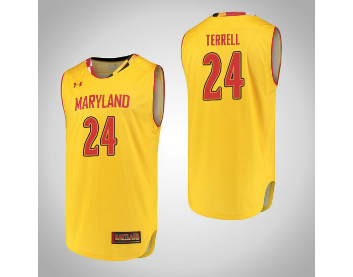 Youth Maryland Terrapins #24 Andrew Terrell Authentic College Basketball Jersey Yellow