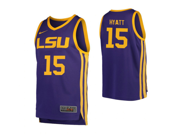 Youth LSU Tigers #15 Aundre Hyatt Authentic College Basketball Jersey Purple