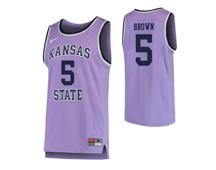 Youth Kansas State Wildcats #5 Barry Brown Jr. Authentic College Basketball Jersey Purple
