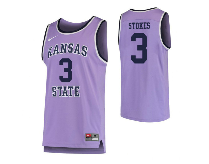 Youth Kansas State Wildcats #3 Kamau Stokes Authentic College Basketball Jersey Purple