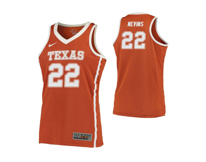 Texas Longhorns #22 Blake Nevins Road Replica College Basketball Jersey Orange