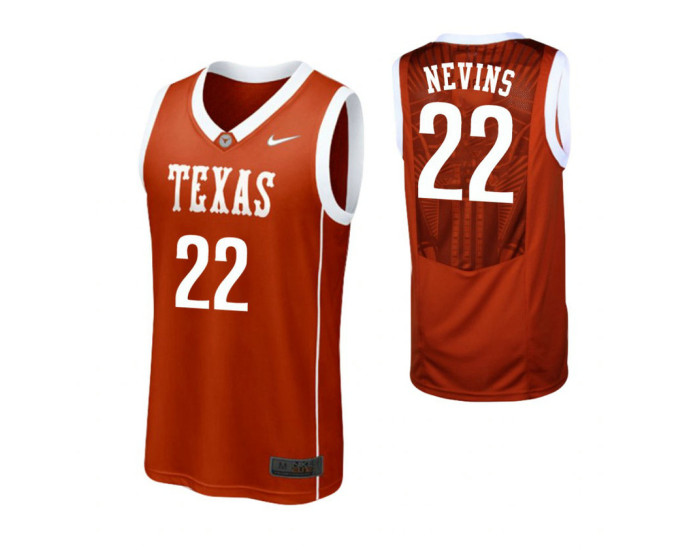 Texas Longhorns #22 Blake Nevins Authentic College Basketball Jersey Burnt Orange