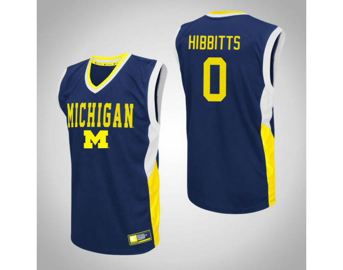 Michigan Wolverines #0 Brent Hibbitts Fadeaway Authentic College Basketball Jersey Blue