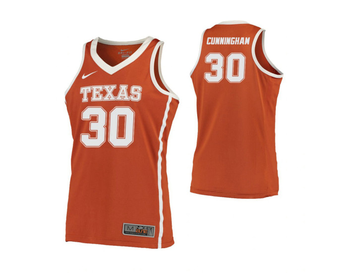 Texas Longhorns #30 Brock Cunningham Road Replica College Basketball Jersey Orange