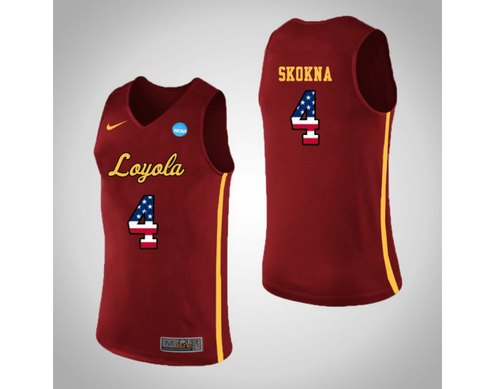 Loyola (Chi) Ramblers #4 Bruno Skokna USA Flag Replica College Basketball Jersey Red