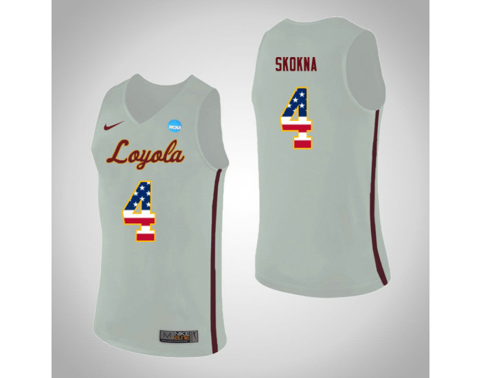 Loyola (Chi) Ramblers #4 Bruno Skokna USA Flag Replica College Basketball Jersey White