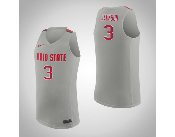 Ohio State Buckeyes #3 C.J. Jackson Authentic College Basketball Jersey Pure Gray