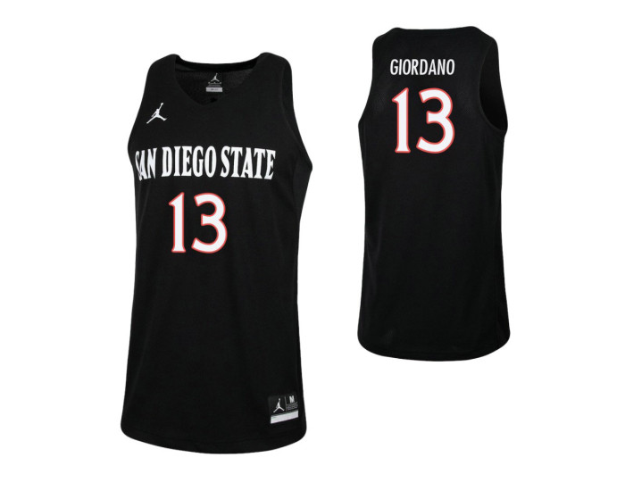 San Diego State Aztecs #13 Caleb Giordano Authentic College Basketball Jersey Black