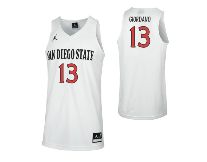 San Diego State Aztecs #13 Caleb Giordano Authentic College Basketball Jersey White