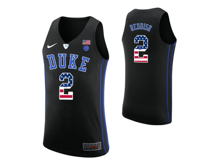 Duke Blue Devils #2 Cam Reddish USA Flag Authentic College Basketball Jersey Black