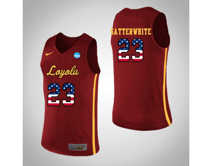 Youth Loyola (Chi) Ramblers #23 Cameron Satterwhite USA Flag Authentic College Basketball Jersey Red