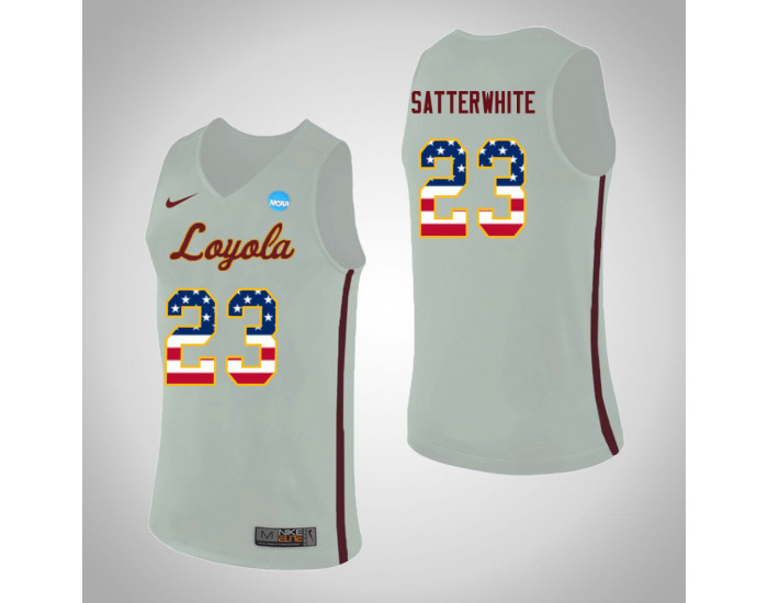 Youth Loyola (Chi) Ramblers #23 Cameron Satterwhite USA Flag Authentic College Basketball Jersey White