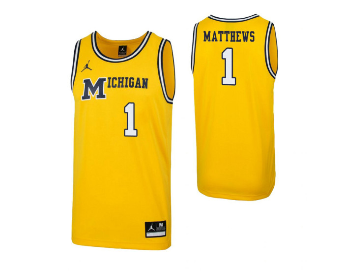 Michigan Wolverines #1 Charles Matthews 1989 Throwback Authentic College Basketball Jersey Maize