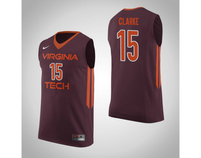 Youth Virginia Tech Hokies #15 Chris Clarke Replica College Basketball Jersey Maroon