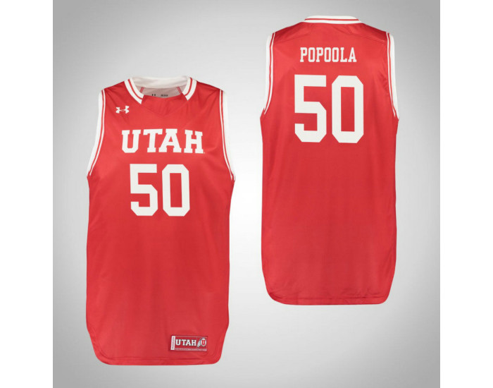 Youth Utah Utes #50 Christian Popoola Replica College Basketball Jersey Red