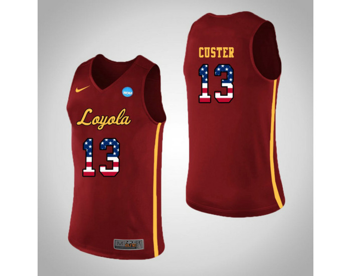 Youth Loyola (Chi) Ramblers #13 Clayton Custer USA Flag Authentic College Basketball Jersey Red