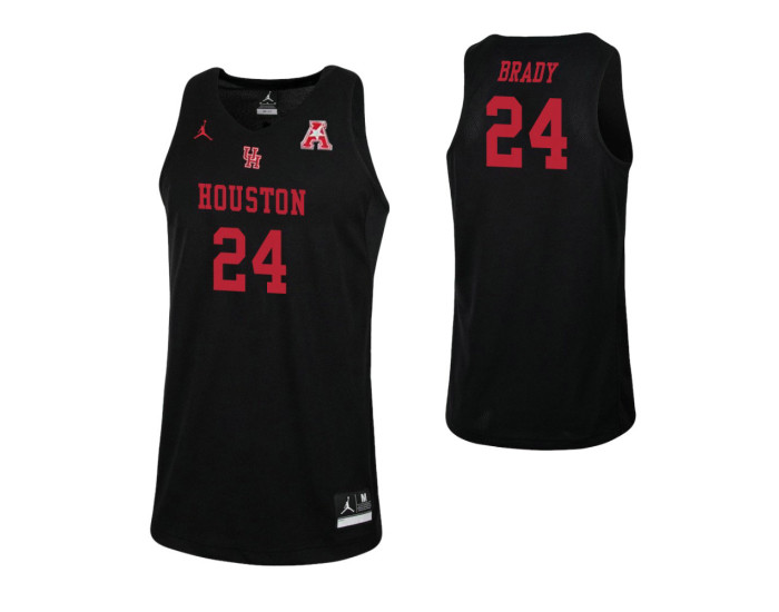 Houston Cougars #24 Breaon Brady Replica College Basketball Jersey Black