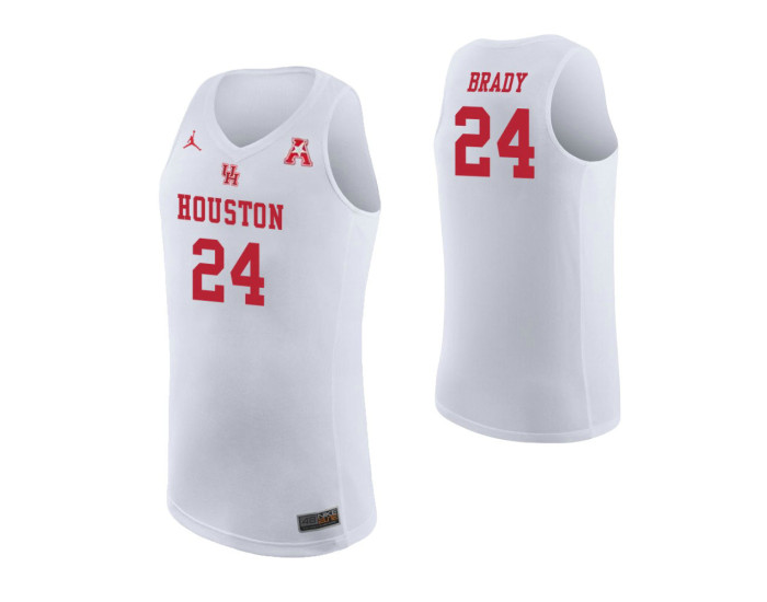 Houston Cougars #24 Breaon Brady Replica College Basketball Jersey White