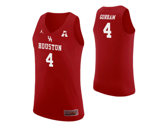 Houston Cougars #4 Justin Gorham Replica College Basketball Jersey Red