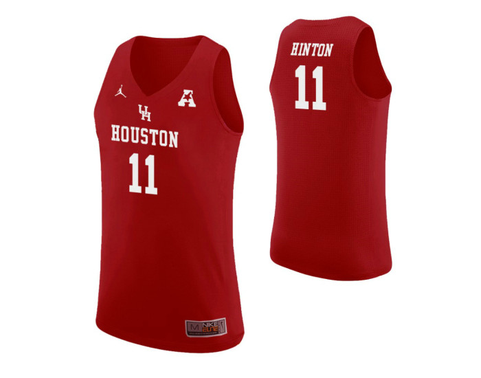 Houston Cougars #11 Nate Hinton Authentic College Basketball Jersey Red