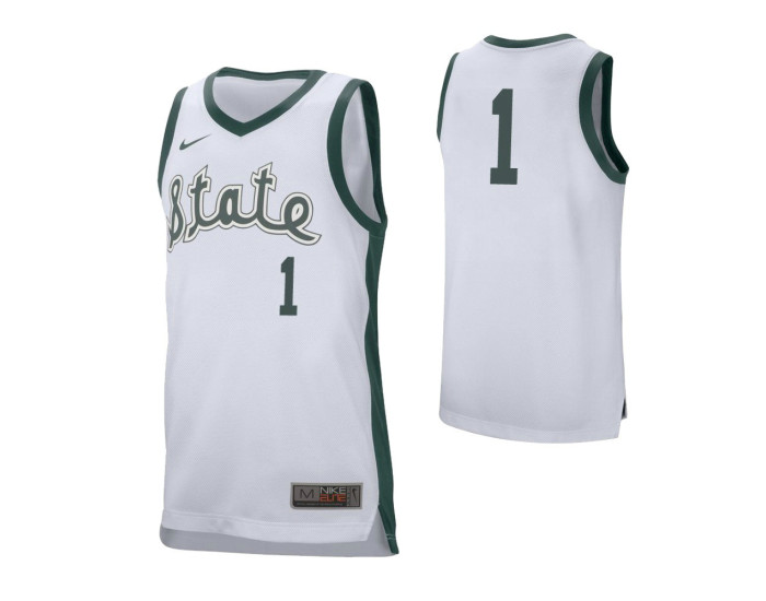 Michigan State Spartans #1 Joshua Langford Retro Performance Replica College Basketball Jersey White