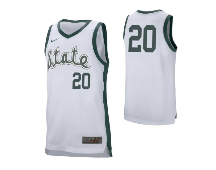 Youth Michigan State Spartans #20 Matt McQuaid Retro Performance Authentic College Basketball Jersey White
