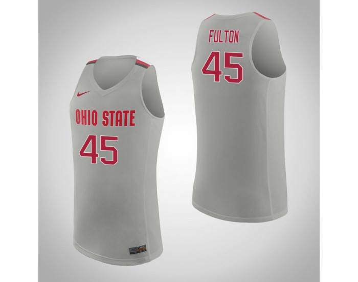 Ohio State Buckeyes #45 Connor Fulton Authentic College Basketball Jersey Pure Gray
