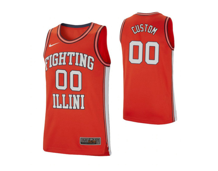 Men's Illinois Fighting Illini #00 Custom College Basketball Retro Performance Jersey Orange