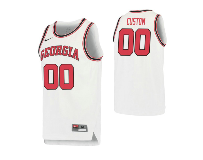 Men's Georgia Bulldogs #00 Custom College Basketball Retro Performance Jersey White