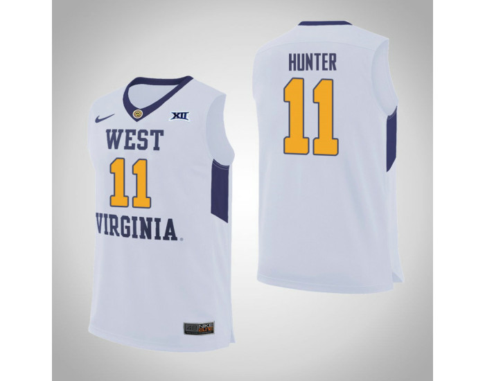 West Virginia Mountaineers #11 D'Angelo Hunter Authentic College Basketball Jersey White