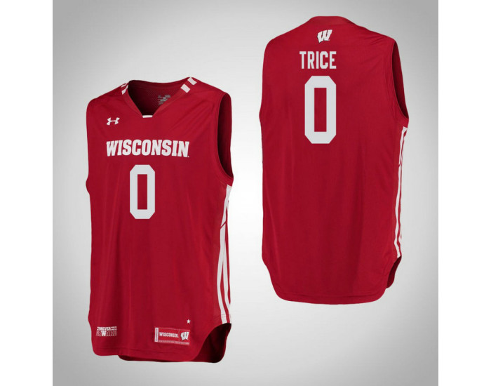 Youth Wisconsin Badgers #0 D'Mitrik Trice Authentic College Basketball Jersey Red