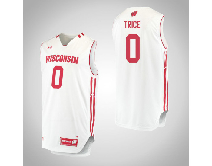Youth Wisconsin Badgers #0 D'Mitrik Trice Authentic College Basketball Jersey White