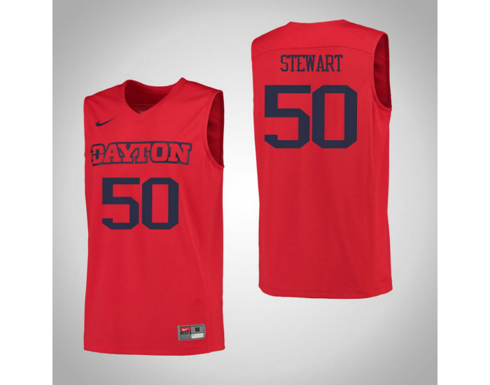 Dayton Flyers #50 Dalton Stewart Authentic College Basketball Jersey Red