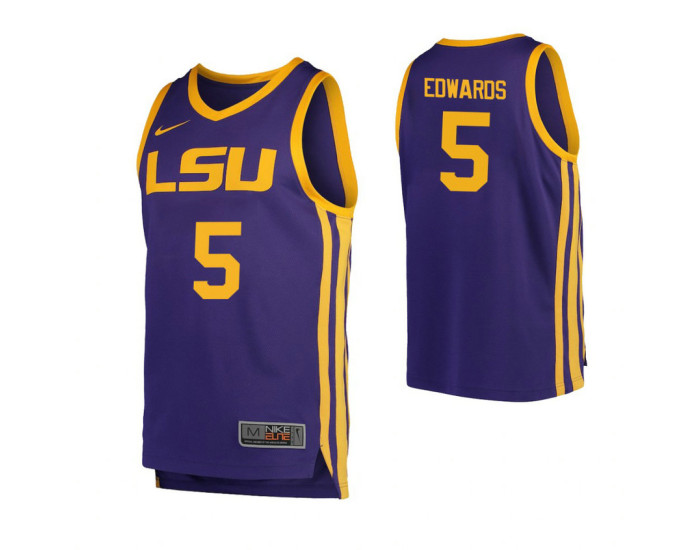 LSU Tigers #5 Daryl Edwards Replica College Basketball Jersey Purple