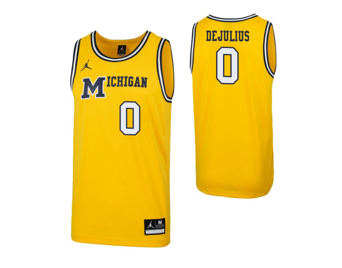 Michigan Wolverines #0 David DeJulius 1989 Throwback Authentic College Basketball Jersey Maize
