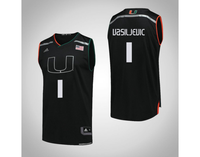 Miami Hurricanes #1 Dejan Vasiljevic Authentic College Basketball Jersey Black