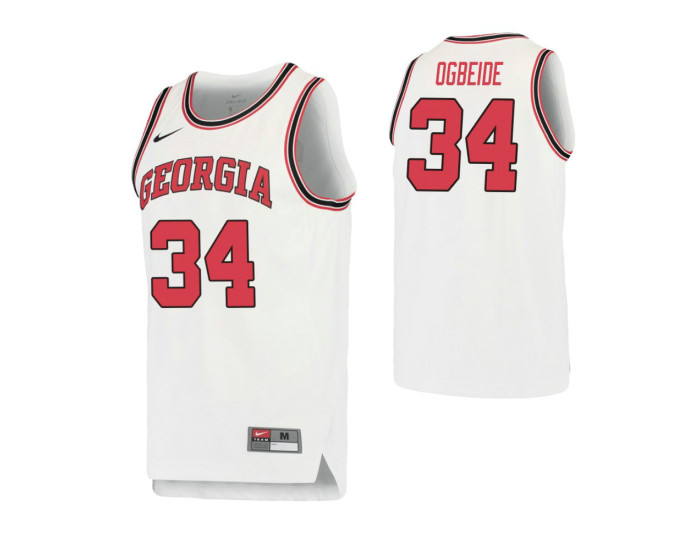 Georgia Bulldogs #34 Derek Ogbeide Retro Performance Authentic College Basketball Jersey White