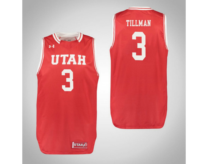 Utah Utes #3 Donnie Tillman Authentic College Basketball Jersey Red