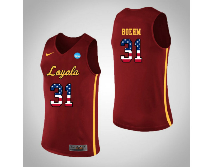 Youth Loyola (Chi) Ramblers #31 Dylan Boehm USA Flag Authentic College Basketball Jersey Red
