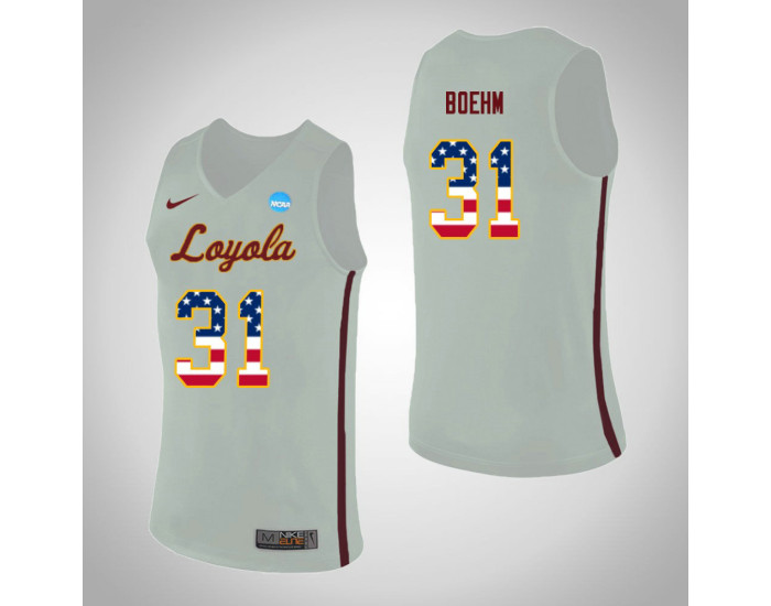 Youth Loyola (Chi) Ramblers #31 Dylan Boehm USA Flag Authentic College Basketball Jersey White