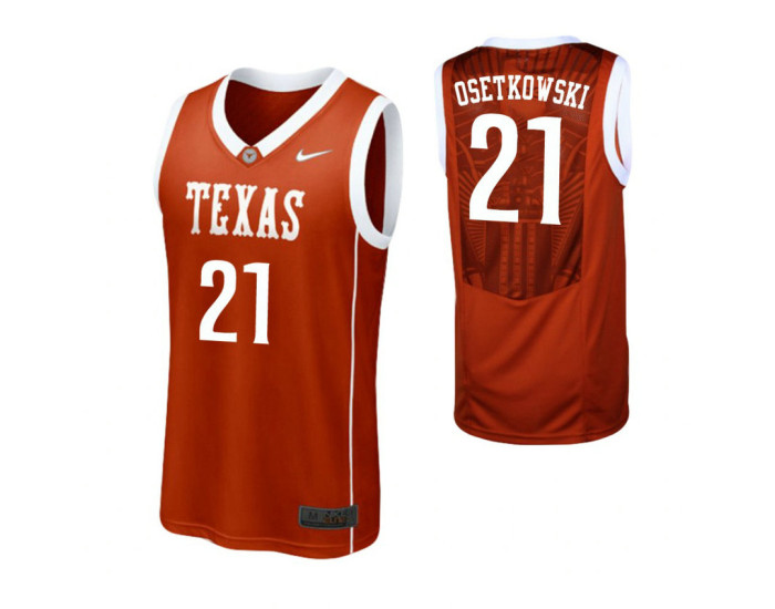 Texas Longhorns #21 Dylan Osetkowski Authentic College Basketball Jersey Burnt Orange