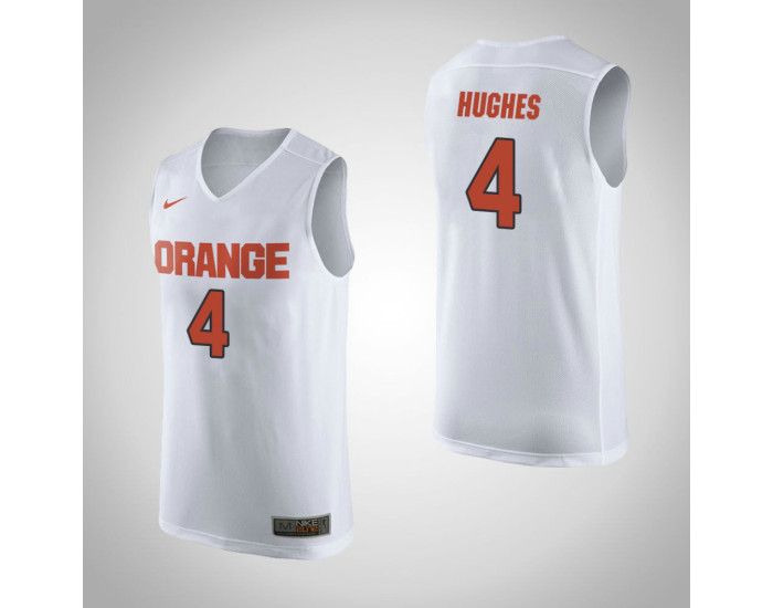 Syracuse Orange #4 Elijah Hughes Authentic College Basketball Jersey White