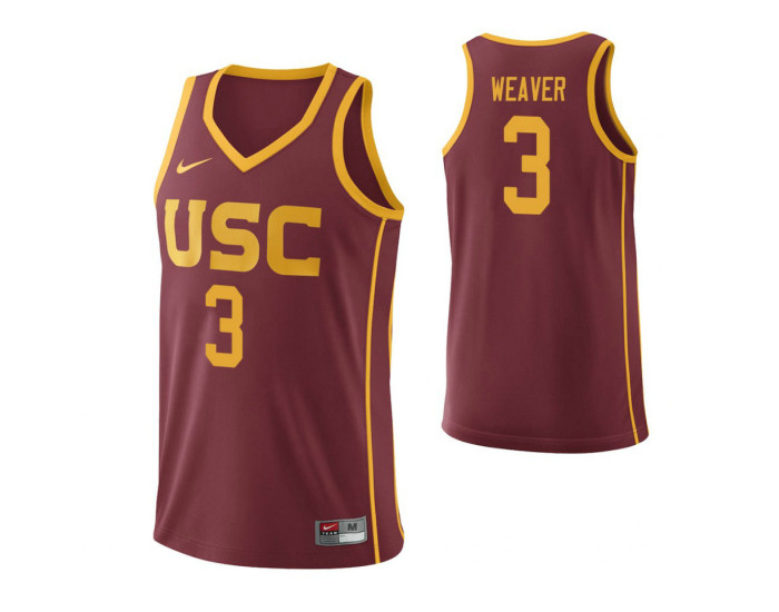Youth USC Trojans #3 Elijah Weaver Cardinal Authentic College Basketball Jersey
