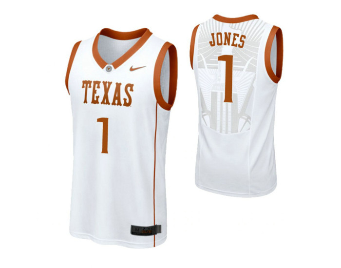 Texas Longhorns #1 Andrew Jones Authentic College Basketball Jersey White