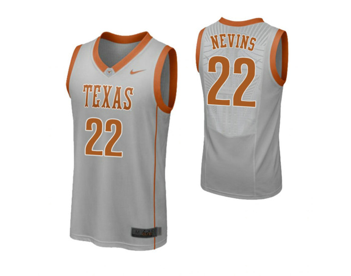 Texas Longhorns #22 Blake Nevins Authentic College Basketball Jersey Gray
